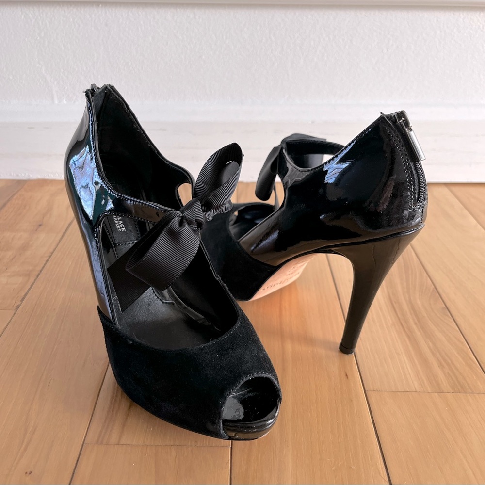 WHBM Black Peep Toe Heels Size 6